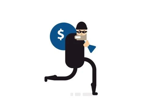 Vector isolated illustration thief with bag of money Stock Illustration
