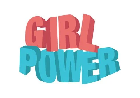 Vector isolated illustration of a typography 3D phase girl power with stylish Stock Illustration