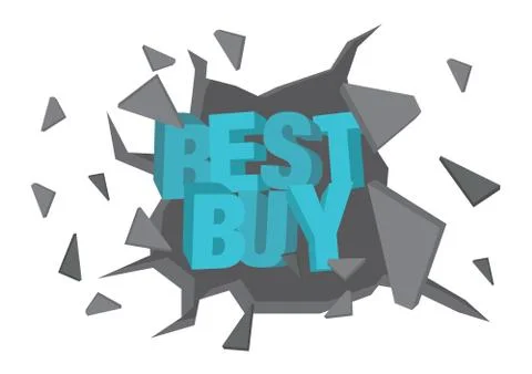 Vector isolated illustration of a typography 3D phase Best Buy breaking throu Stock Illustration