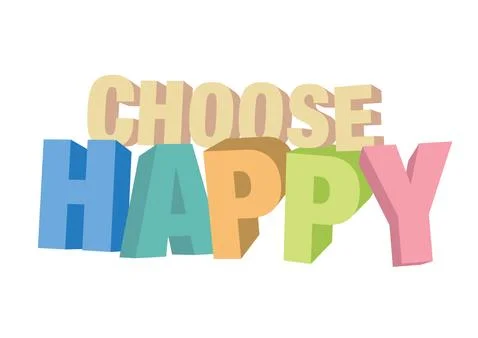 Vector isolated illustration of a typography 3D phase choose happy with styli Illustrazione stock