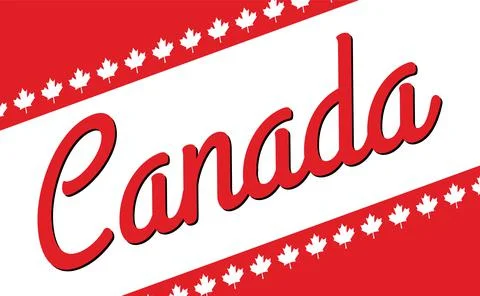 Vector isolated lettering logo for Canada with realistic white maple leaf. Ve Stock Illustration