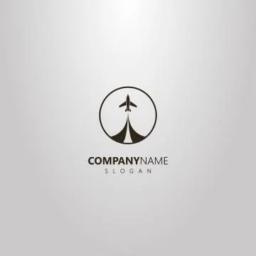Vector isolated logo of take-off airplane in a round frame Stock Illustration