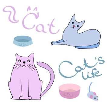 Vector isolated multicolored cat Stock Illustration