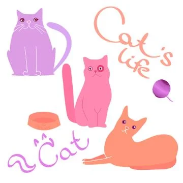 Vector isolated multicolored cat. Stock Illustration