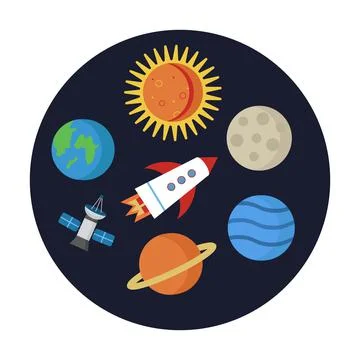 Vector isolated objects on theme of space for use in web design Stock Illustration