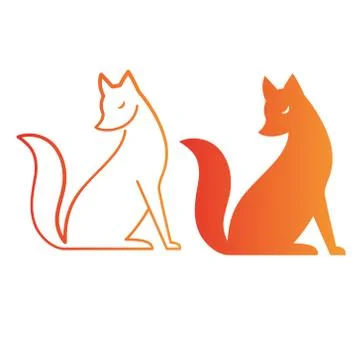 Vector isolated orange fox icon. Creative logo concept Stock Illustration