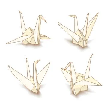 Vector isolated origami paper cranes Stock Illustration