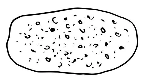Vector isolated oval shaped loaf of bread element with dot texture on top, black Stock Illustration