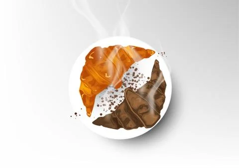 Vector isolated pair of croissant bread Stock Illustration
