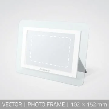 Vector isolated photo frame in perspective. Realistic photo frame standing on 스톡 일러스트