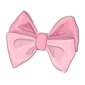 Vector isolated pink bow. a shiny beautiful girly bow. Cute children's illust Stock Illustration