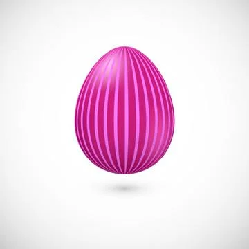 Vector isolated pink Easter egg icon with strips. Stock Illustration
