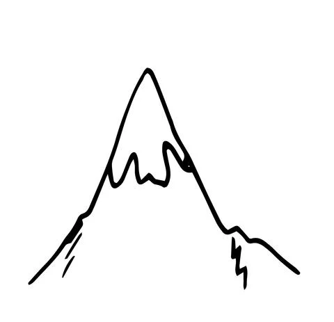 Vector isolated polygonal mountain top with ice at the top drawn by hand with a Stock Illustration
