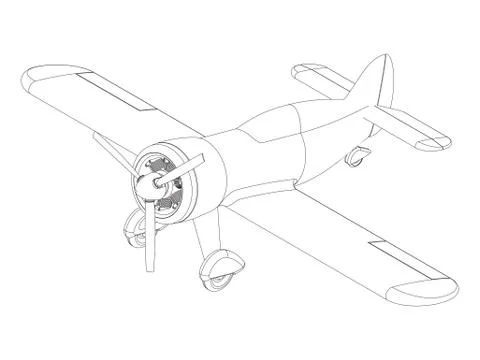 Vector isolated propeller plane drawing Stock Illustration
