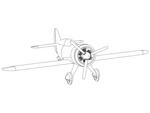 Vector isolated propeller plane drawing Stock Illustration