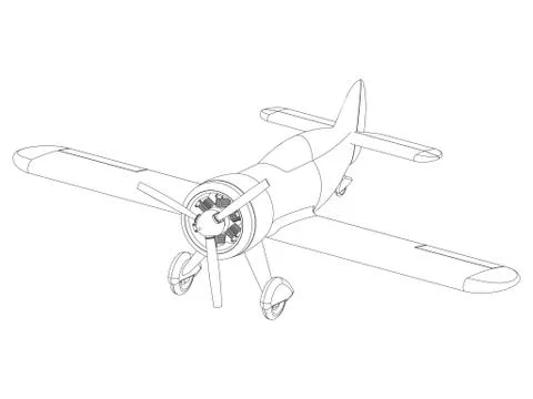 Vector isolated propeller plane drawing Stock Illustration