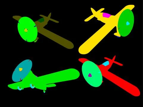 Vector isolated propeller plane set Stock Illustration