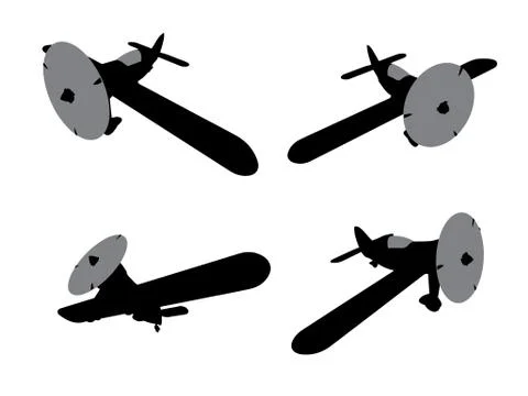 Vector isolated propeller plane set Stock Illustration