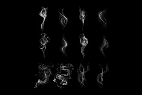 Vector isolated realistic cigarette smoke waves. Vector eps10. 스톡 일러스트