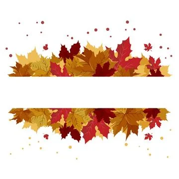 Vector isolated rectangular frame of yellow autumn leaves. Border for text... Stock Illustration