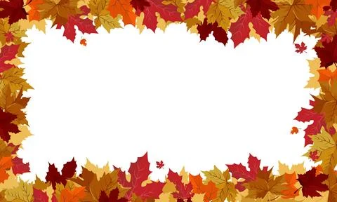 Vector isolated rectangular frame of yellow autumn leaves. Border for text... Stock Illustration
