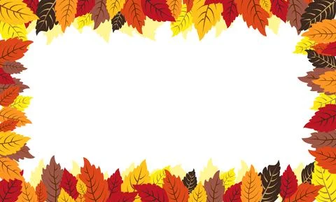 Vector isolated rectangular frame of yellow autumn leaves. Border for text... Stock Illustration