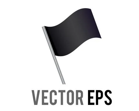 Vector isolated rectangular gradient black flag icon with silver pole Stock Illustration