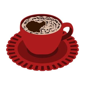 Vector isolated red coffee cup with crema foam on a saucer Stock Illustration