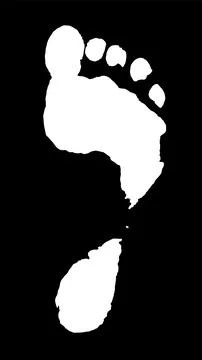 Vector isolated right leg white print silhouette on black background Stock Illustration