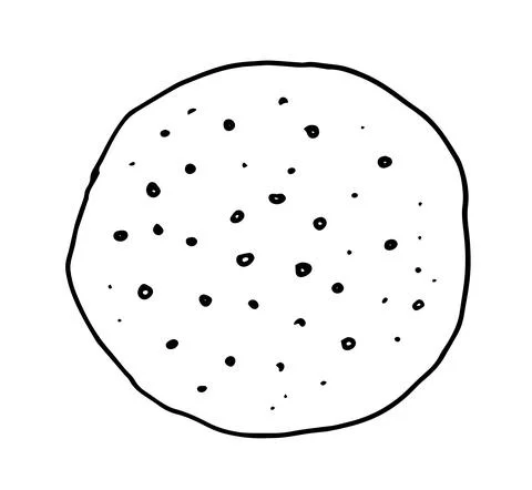 Vector isolated round bread element top view is drawn by hand in the doodle Stock Illustration