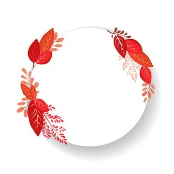 Vector isolated round frame of red dry alder autumn leaves. Border for text a Stock Illustration