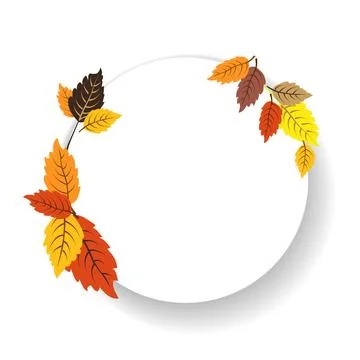 Vector isolated round frame of yellow dry alder autumn leaves. Border for tex Stock Illustration