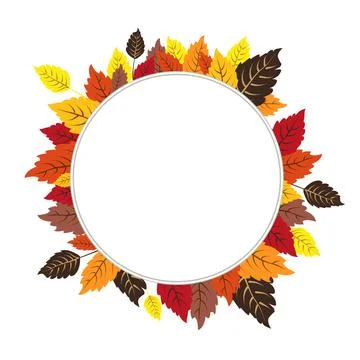 Vector isolated round frame of yellow dry autumn leaves. Border for text. F.. Stock Illustration