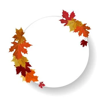 Vector isolated round frame of yellow dry autumn leaves. Border for text. F.. Stock Illustration