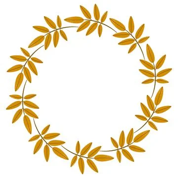 Vector isolated round frame of yellow dry autumn leaves. Border for text. Fla Stock Illustration