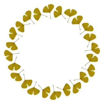 Vector isolated round frame of yellow dry autumn leaves. Border for text. Fla Stock-Illustration
