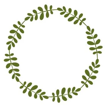 Vector isolated round frames of green summer, autumn leaves. Stock Illustration