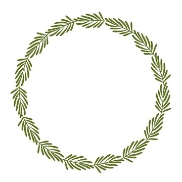 Vector isolated round frames of green summer, autumn leaves. Stock Illustration