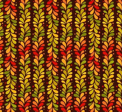 Vector isolated seamless autumn colored vertical line of leaves background Stock Illustration