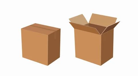 Vector Isolated Set of Carton Boxes Stock Illustration