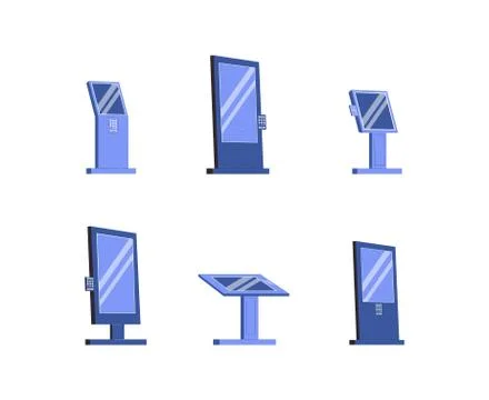 Vector isolated set of interactive information kiosks or public service Stock Illustration