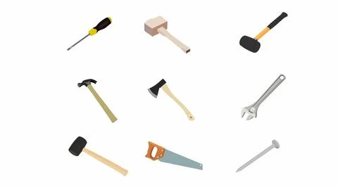 Vector Isolated Set of Tools. Icon Set isolated Illustrazione stock