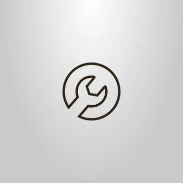 Vector isolated sign of line art wrench in a round frame Illustrazione stock