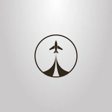 Vector isolated sign of take-off airplane in a round frame Stock Illustration