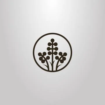 Vector isolated sign of three flower branch in a round frame Stock-Illustration