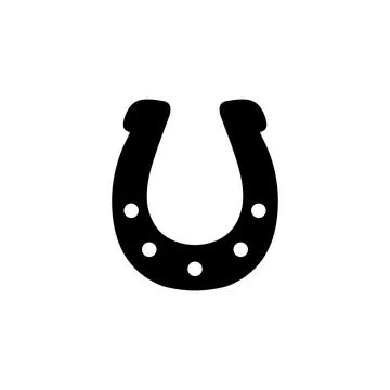 Vector isolated simple horseshoe colorless black outline silhouette symbol Stock Illustration