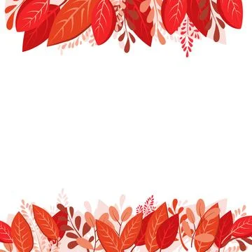 Vector isolated square frame of red dry alder autumn leaves. Border for text Stock Illustration