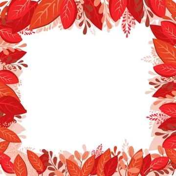 Vector isolated square frame of red dry alder autumn leaves. Border for text Stock Illustration