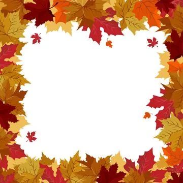 Vector isolated square frame of yellow dry maple autumn leaves. Border for te Stock Illustration