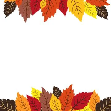 Vector isolated square frame of yellow dry autumn leaves. Border for text. .. Stock Illustration